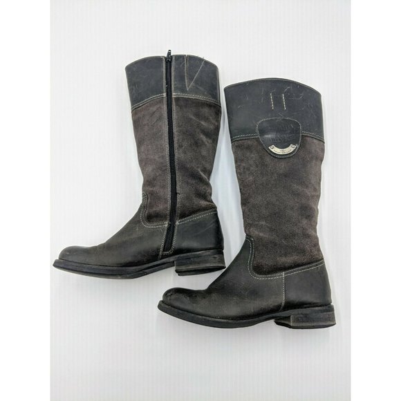 Tom Tailor Women's Brown Suede & Leather Zipper Boot Size 6 1/2 (37) Knee High - Picture 1 of 6